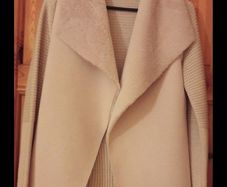 Irish brand DECK - Knit and Faux Shearling Jacket - Beige - UK 8 - RRP 100
