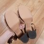 ASOS Dark Brown Croc-Effect & Beige Teddy Fleece Strap Ankle-Buckle Block Heels 4UK/37EU Image 5