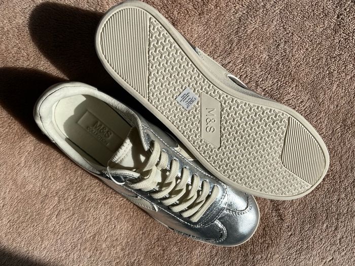 M&S silver leather sneakers size 4