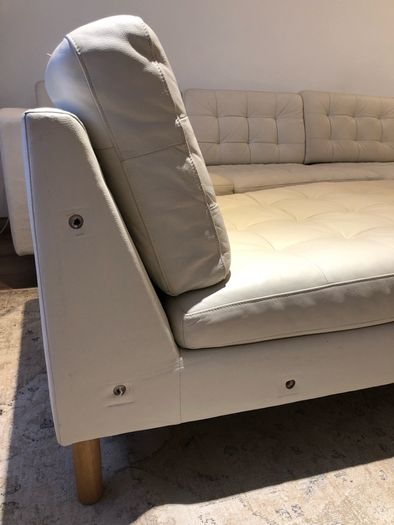 IKEA Landskrona Chaise longue, add-on unit, beige leather
