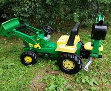 Rolly Toys John Deere kids tractor with digger attachment