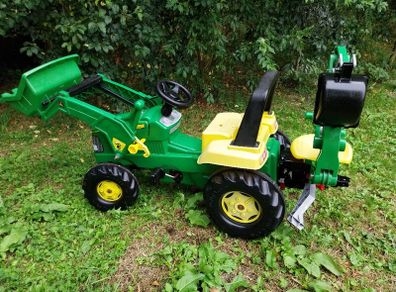 Rolly Toys John Deere kids tractor with digger attachment