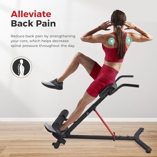 Health & Fitness Foldable Hyperextension Roman Chair w/Back Extension, Home Gym Sit Up Bench for Glute & Ab Workouts, Optional Adjustment Incline & Multi-Function Heavy-Duty Exercise Equipment