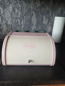 Bread bin and 3 Glass Canisters.