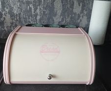 Bread bin and 3 Glass Canisters.