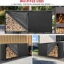 8FT Firewood Log Rack with Waterproof Cover  Heavy Duty Log Stores Outdoor and Indoor Metal Storage, Large Capacity (242 x 30.5 x 100CM) 600D Oxford Black Cover for Garden, Patio Image 6