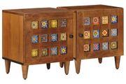 Bedside Cabinet 2 pcs Brown 40 x 33 x 46 cm Solid Mango Wood