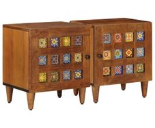 Bedside Cabinet 2 pcs Brown 40 x 33 x 46 cm Solid Mango Wood