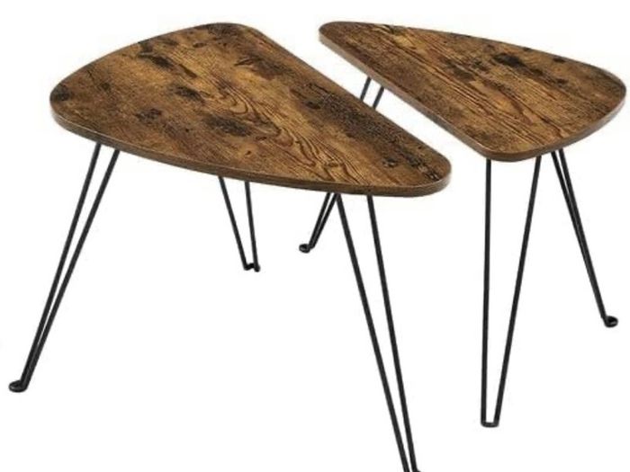 Set of 2 Side Tables, Nesting Tables, End Tables, for Living Room, Dining Room, Bedroom, Industrial Style, Rustic Brown and Black (FREE POSTAGE)