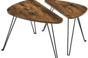 Set of 2 Side Tables, Nesting Tables, End Tables, for Living Room, Dining Room, Bedroom, Industrial Style, Rustic Brown and Black (FREE POSTAGE)