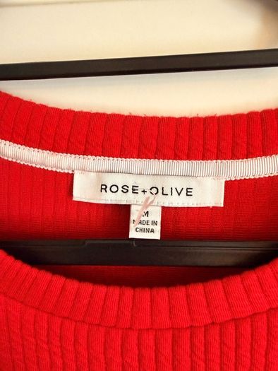 Rose + Olive Red Textured Knit Top - Size M