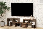 TV Stand for TVs up to 75 Inches, Free Combination TV Unit with Storage Shelves, Extendable Entertainment Centre for Living Room, Rustic Brown