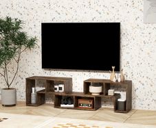 TV Stand for TVs up to 75 Inches, Free Combination TV Unit with Storage Shelves, Extendable Entertainment Centre for Living Room, Rustic Brown