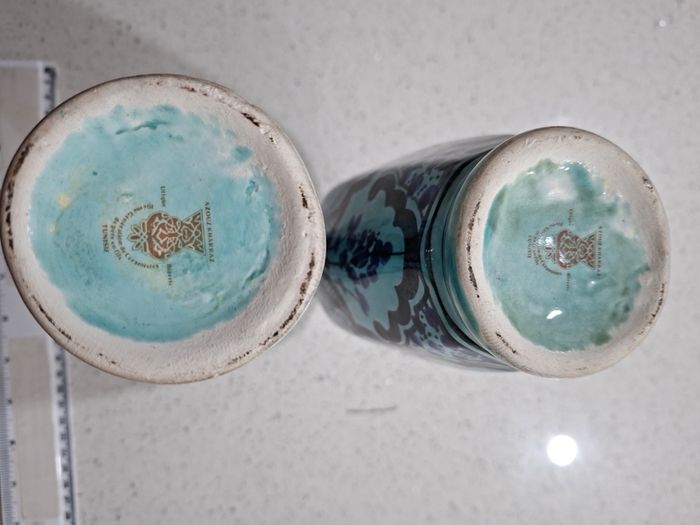 Azouz Kharraz Tunisian hand-painted ceramic vases Set Handcrafted hand-painted ceramic vases