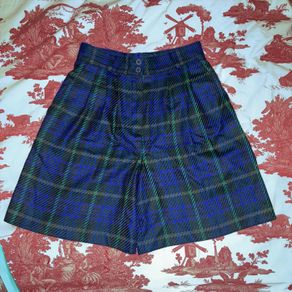 Vintage Bianca pure wool high waisted tartan shorts