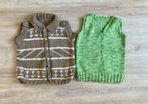 2 hand knitted boys body warmers