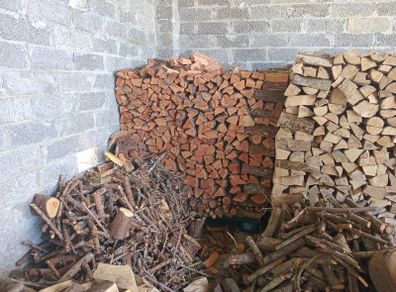 Bags of seasoned firewood