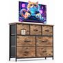 Chest of Drawers for Bedroom with 7 Drawers, Fabric Storage Drawer, Tall Brown Hallway Storage Unit Image 2