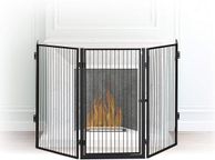 main image for ad Fireplace protection grille metal, barrier 5 elements, fire grille for babies and pets, black, 1.3 x 220 x 76 cm