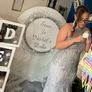 silver grey long debs dress Image 2