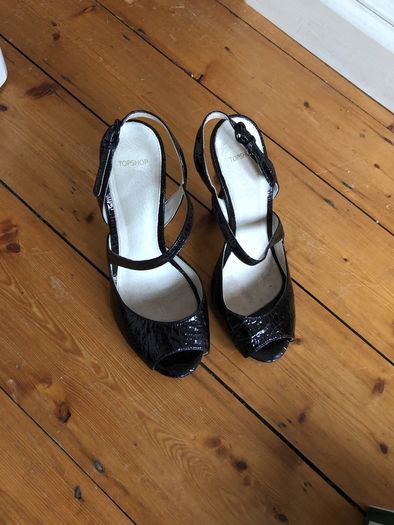 Black patent high heels