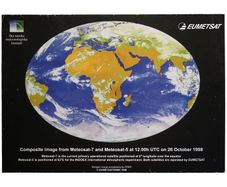 EUMETSAT Meteosat-7 and Meteosat-5 Composite Image/World Satellite Image A1 Poster 1998
