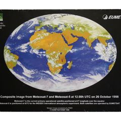 EUMETSAT Meteosat-7 and Meteosat-5 Composite Image/World Satellite Image A1 Poster 1998