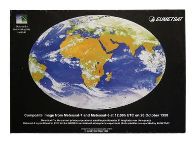 EUMETSAT Meteosat-7 and Meteosat-5 Composite Image/World Satellite Image A1 Poster 1998