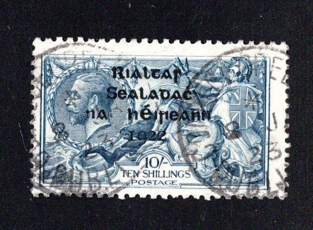 1922 Ireland 10s Thom Blue Black overprint 10s fine cds used