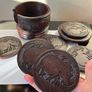 Vintage handcarved ebony wood coasters Image 2