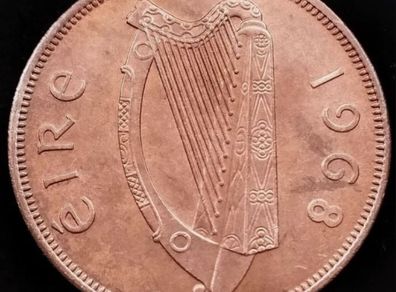 [#2507] - Ireland 1968 | Irish 1d | One Penny | KM.11 | UNC