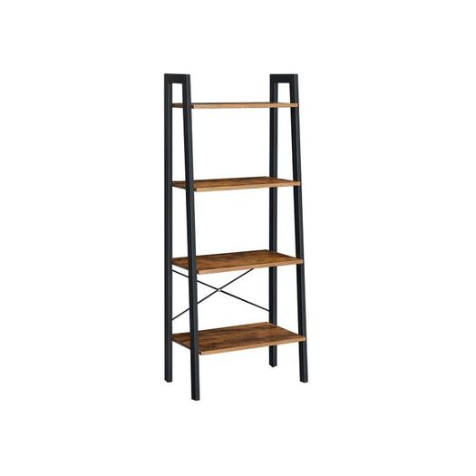 Industrial Design Ladder Shelf 4 shelves  stand shelf, bookshelf, 4 levels ladder shelf, metal, easy mounting, stable, for living room, bedroom, kitchen, vintage brown-black