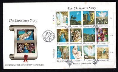 1996 Guernsey Christmas "Seasonal Fayre" Sheet Commemorative Stamps Official First Day Cover (FDC)