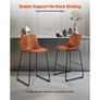 Bar Stool Set of 4, 65cm Counter Height Stools, Modern PU Leather Counter Barstool with Backrest, Metal Legs, Easy Assembly Armless Bar Chair, Island Barstool for Kitchen, Dining Room, Brown Image 2