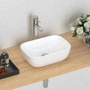 Modern Bathroom Small Vessel Sink Above Counter Compact Porcelain Ceramic Wash Basin Small Vanity Sink Lavatory Wash Hand Basin,365 x 250 x 115mm