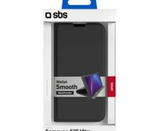 SBS Wallet Smooth Case for Samsung Galaxy S25 Ultra - Soft Touch Finish with Card Slot, Built-in Stand, Magnetic Closure, Easy Access to Buttons, Black