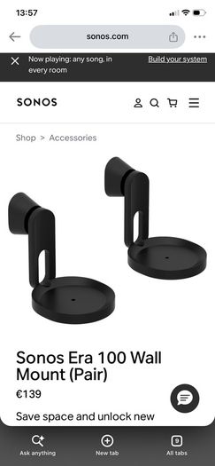 Sonos Era 100 Wall Mount (Pair)