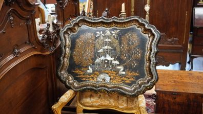 Large 19th Century Victorian Papier-Mache Tray