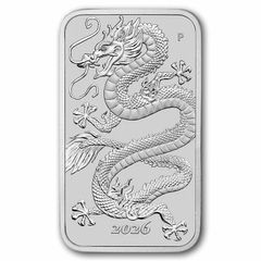2026 Australia 1 Dollar 1 oz Silver Bullion Bar - RECTANGLE DRAGON BU