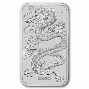 2026 Australia 1 Dollar 1 oz Silver Bullion Bar - RECTANGLE DRAGON BU