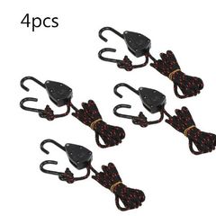 BRAND NEW 4PCS Pulley Ratchets Kayak And Canoe Boat Bow Stern Rope Lock Tie Down Strap 1/8 Inch Heavy Duty Adjustable Hanging Rope Clip