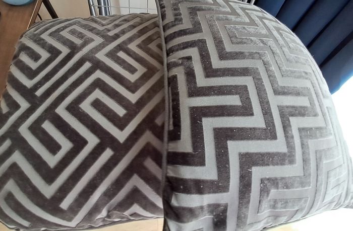 Velvet style cushions x 2 grey