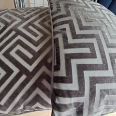Velvet style cushions x 2 grey