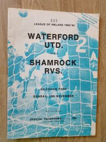 League of Ireland programme Waterford V Shamrock Rovers 1983