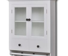 Wooden Kitchen Wall Cabinet with Glass Door White