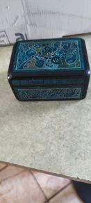 Mexican Stippled Folk Art Wood Trinket Box