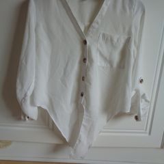 Primark White Cropped Shirt for Sale