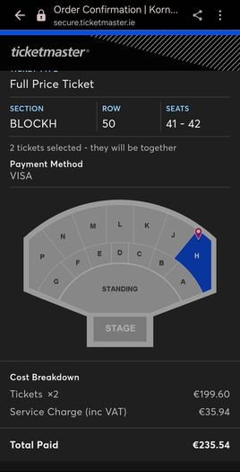 2x Korn Tickets 3arena Dublin Nov 2 Block H For Sale in Ennis, Clare ...