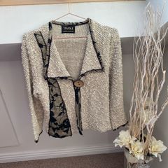 Tivoli Limited Edition Cotton Flax Blend Chunky Knit Cardigan Jacket - Size M