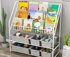 5 Tier Children's Book Organizer, Kids Book and Toys Storage